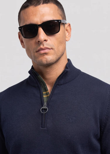 Barbour Pullover Cotton half zip knitted jumper - navy