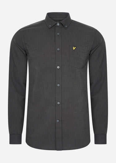 Lyle & Scott Overhemden Plain flannel shirt - gunmetal