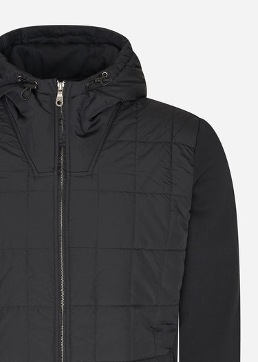 Lyle & Scott Hoodies Hybrid quilted zip through hoodie - jet black