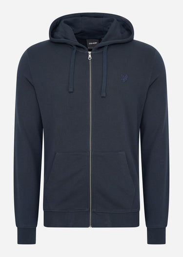 Lyle & Scott Vesten Tonal eagle zip through hoodie - dark navy