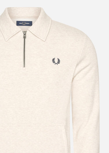 Fred Perry Truien Halfzip fleece back sweatshirt - porridge marl