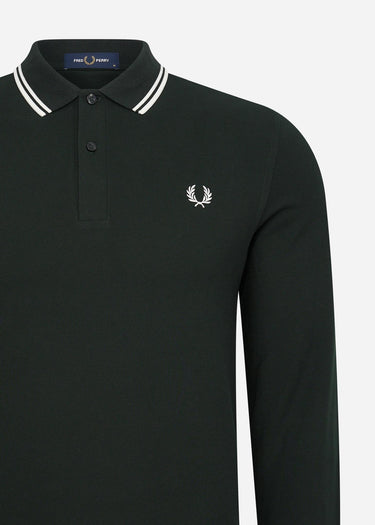 Fred Perry Longsleeve Polo's LS twin tipped shirt - night green snow white