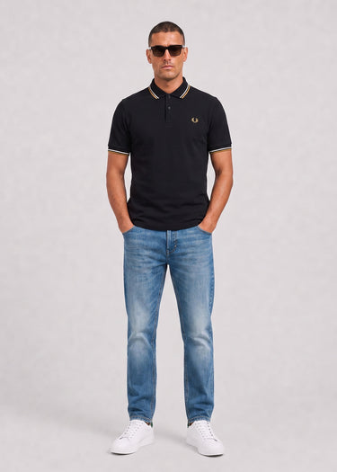 Fred Perry Poloshirts Twin tipped polo - black ecru dark caramel