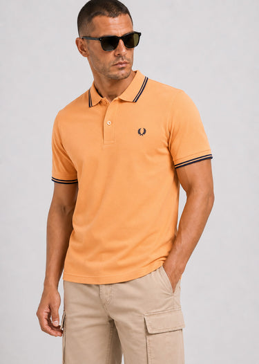 Fred Perry Polo's Twin tipped fred perry shirt - peach french navy french navy