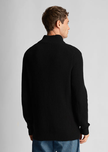 Lyle & Scott Truien Ribbed quarter zip jumper - jet black