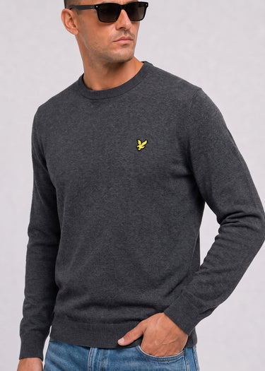 Lyle & Scott Pullover Cotton merino crew neck jumper - charcoal marl