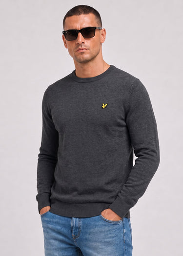 Lyle & Scott Pullover Cotton merino crew neck jumper - charcoal marl