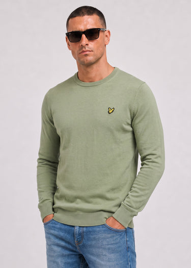 Lyle & Scott Pullover Cotton merino crew neck jumper - smoke olive