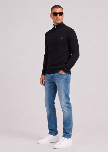 Lyle & Scott Pullover Cotton merino quarter zip jumper - jet black