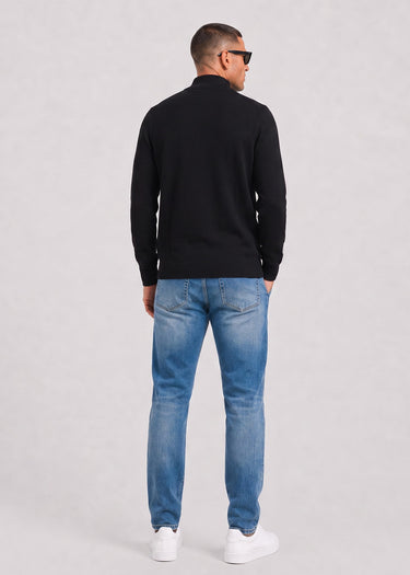 Lyle & Scott Pullover Cotton merino quarter zip jumper - jet black