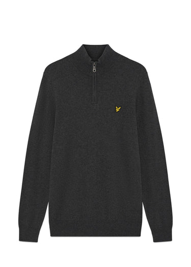 Lyle & Scott Pullover Cotton merino quarter zip jumper - charcoal marl