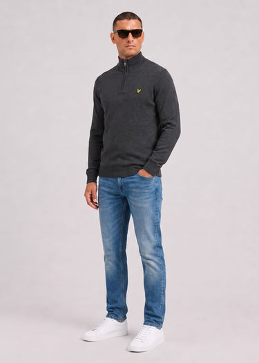 Lyle & Scott Pullover Cotton merino quarter zip jumper - charcoal marl
