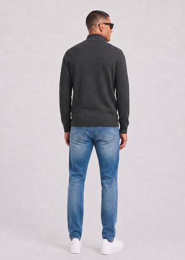Lyle & Scott Pullover Cotton merino quarter zip jumper - charcoal marl
