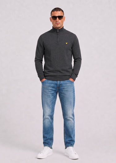Lyle & Scott Pullover Cotton merino quarter zip jumper - charcoal marl