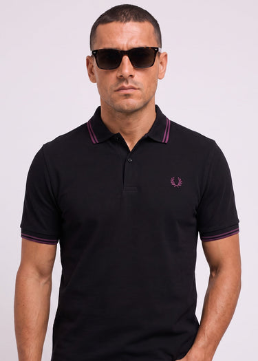 Fred Perry Poloshirts Twin tipped polo - black plum plum