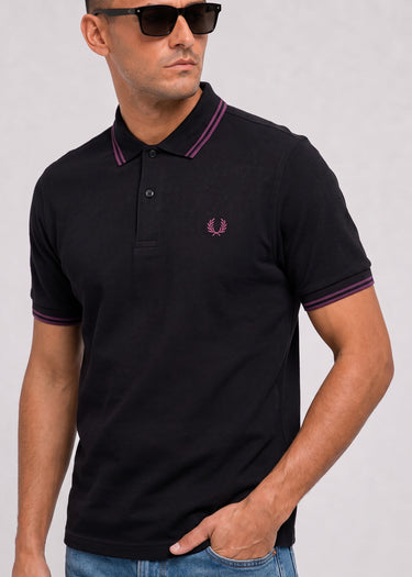 Fred Perry Poloshirts Twin tipped polo - black plum plum