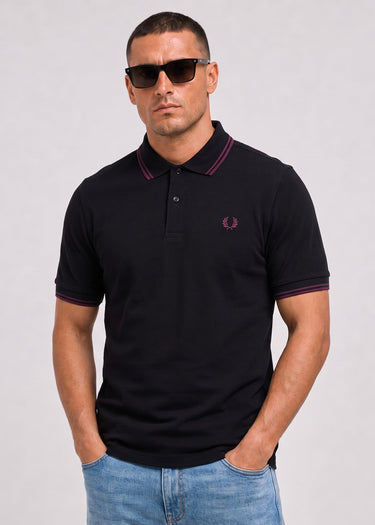 Fred Perry Poloshirts Twin tipped polo - black plum plum