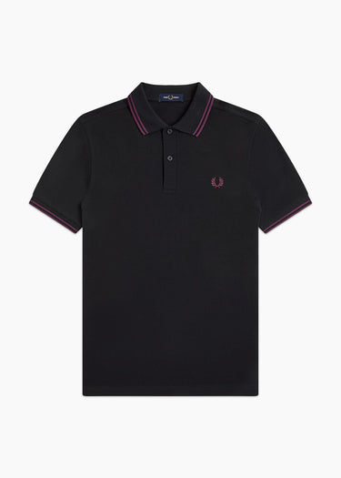 Fred Perry Poloshirts Twin tipped polo - black plum plum