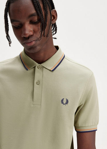 Fred Perry Polo's Twin tipped fred perry shirt - seagrass light rust french navy