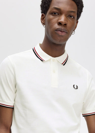 Fred Perry Polo's Twin tipped fred perry shirt - snow white burnt red navy