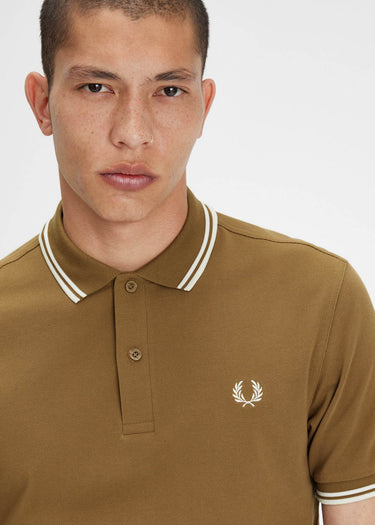 Fred Perry Polo's Twin tipped Fred Perry shirt - shaded stone snow white ecru