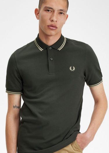 Fred Perry Polo's Twin tipped fred perry shirt - field green oatmeal