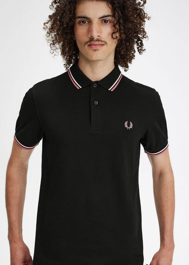Fred Perry Polo's Twin tipped fred perry shirt - black ecru
