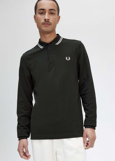 Fred Perry Longsleeve Polo's LS twin tipped shirt - night green snow white