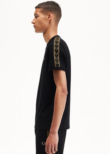 Fred Perry T-shirts Contrast tape ringer t-shirt - black stone