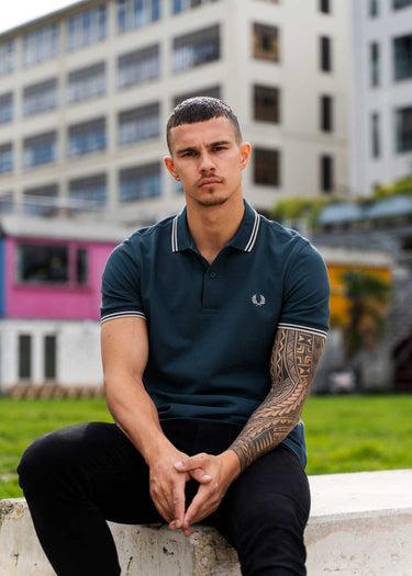 Fred Perry Polo's Twin tipped fred perry shirt - petrol blue