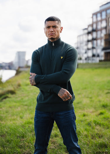 Lyle & Scott Truien Cotton merino quarter zip jumper - argyle teal