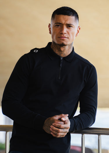 MA.Strum Polo's Ls jersey zip polo - black