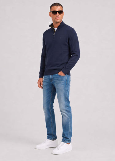 Barbour Pullover Cotton half zip knitted jumper - navy