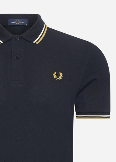 Fred Perry Polo's Twin tipped fred perry shirt - navy ecru honeycomb