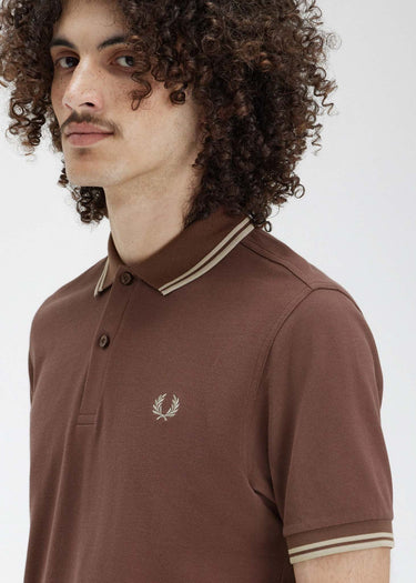 Fred Perry Polo's Twin tipped fred perry shirt - brick warm grey
