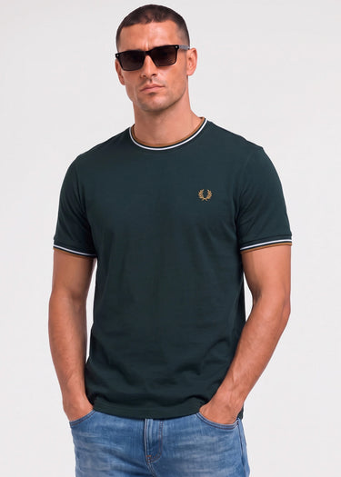 Twin tipped t-shirt - night green dusky blue dark caramel - 1