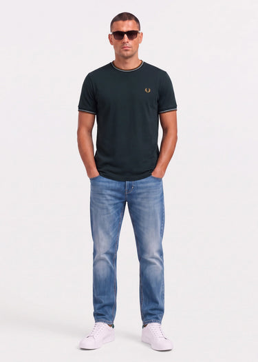 Twin tipped t-shirt - night green dusky blue dark caramel - 2