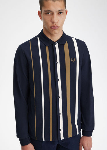 Fred Perry Longsleeve Polo's Gradient stripe ls polo shirt - navy