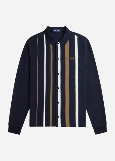Fred Perry Longsleeve Polo's Gradient stripe ls polo shirt - navy