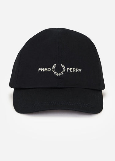 Fred Perry Petten Graphic branded twill cap - black warm grey
