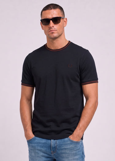 Fred Perry T-Shirts Twin tipped t-shirt - navy brandy rich brown