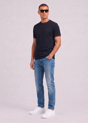 Fred Perry T-Shirts Twin tipped t-shirt - navy brandy rich brown
