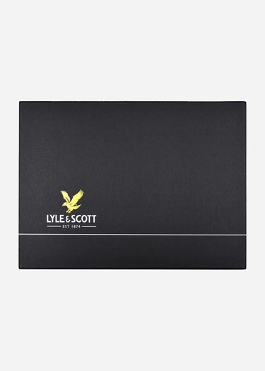 Lyle & Scott Sjaals Lambswool blend checked scarf and beanie gift set - dark navy