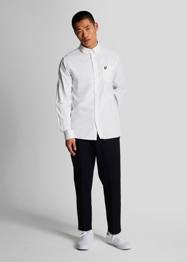 Lyle & Scott Overhemden Cotton linen button down shirt - white