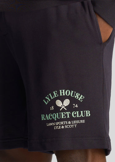 Lyle & Scott Korte Broeken Racquet club graphic sweat short - dark navy