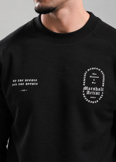 Marshall Artist Truien Blue print crew neck - black