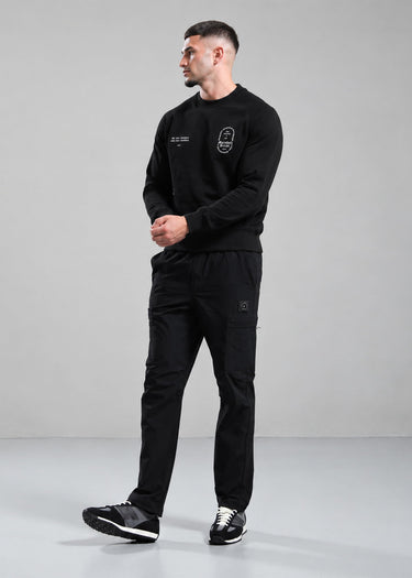 Marshall Artist Truien Blue print crew neck - black