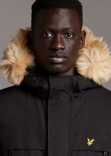 Lyle & Scott Jassen Winter weight micro fleece lined parka - jet black