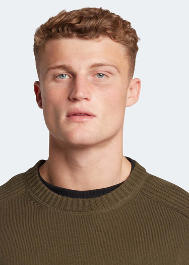 Lyle & Scott Truien Shoulder detail crew neck knit jumper - olive