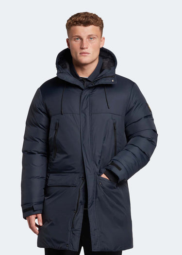 Lyle & Scott Jassen Long line internal padded jacket - dark navy